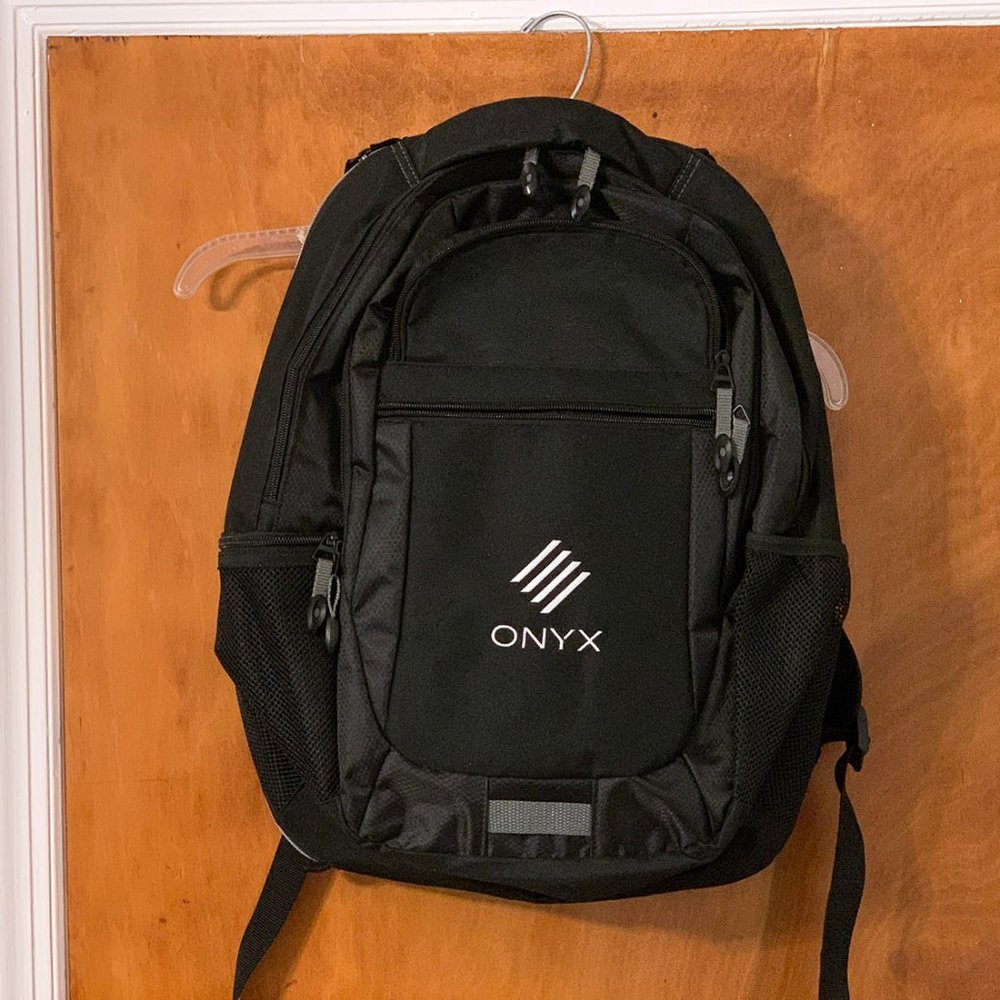 Gemline Black Backpack with Embroidered Onyx Graphics Logo New Without Tags